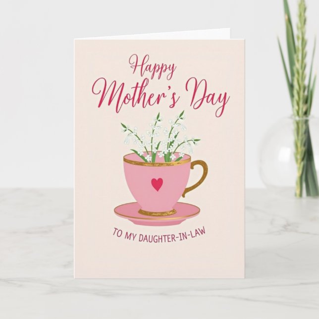 Elegant Teacup Blossom Art Card (Front)