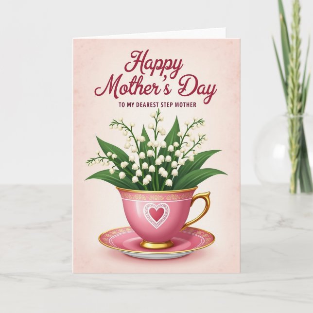 Elegant Teacup Mothers Card (Front)