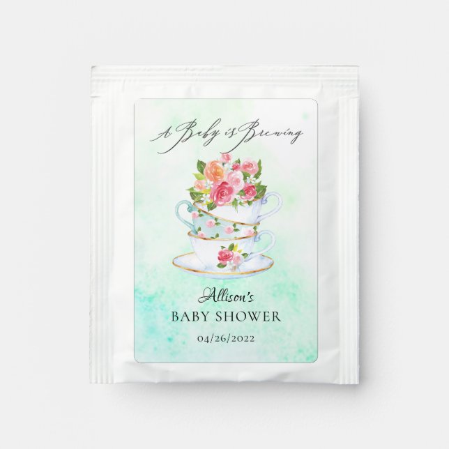 Elegant Teacups Baby Shower Tea Bag Drink Mix (Front)