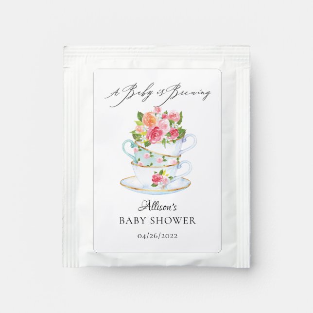 Elegant Teacups Baby Shower Tea Bag Drink Mix (Front)