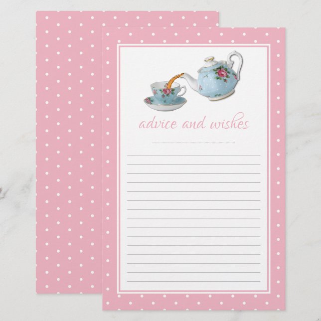 Elegant Teacups Baby Shower Tea Party Advice (Front/Back)