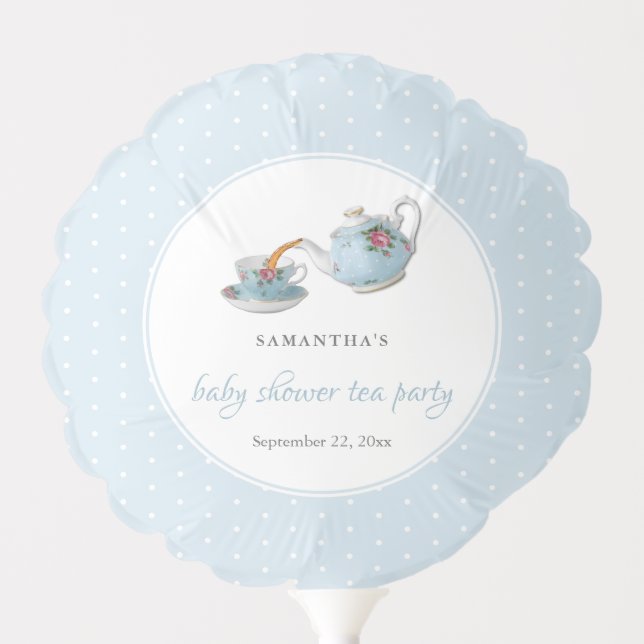 Elegant Teacups Baby Shower Tea Party Balloon (Front)