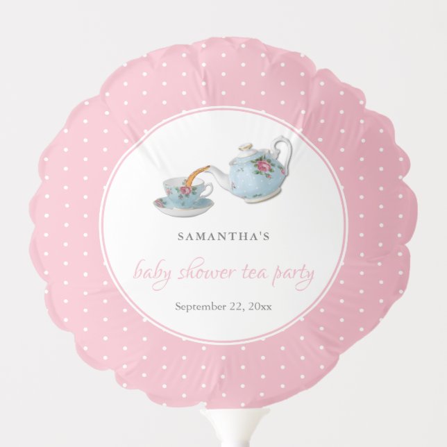Elegant Teacups Baby Shower Tea Party Balloon (Front)