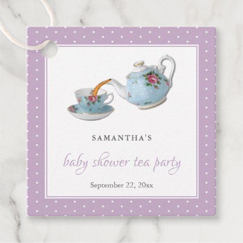 Elegant Teacups Baby Shower Tea Party Favor Tags