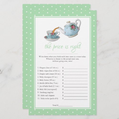 Elegant Teacups Baby Shower Tea Party Game