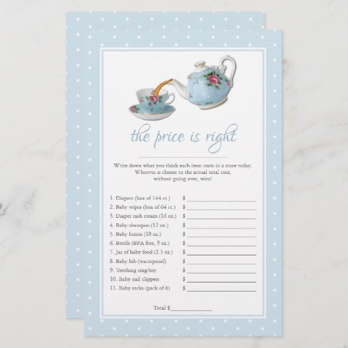 Elegant Teacups Baby Shower Tea Party Game