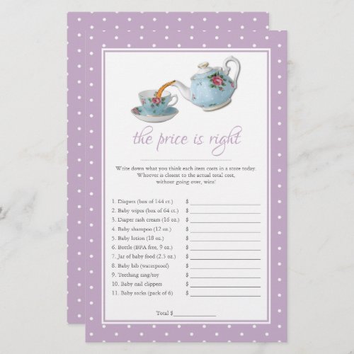 Elegant Teacups Baby Shower Tea Party Game