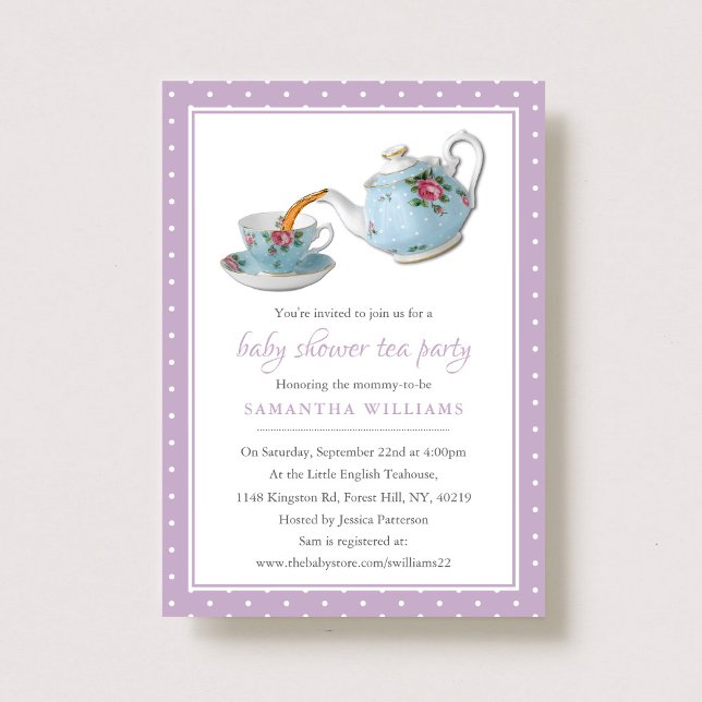 Elegant Teacups Baby Shower Tea Party Invitation (Creator Uploaded)