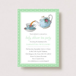Elegant Teacups Baby Shower Tea Party Invitation