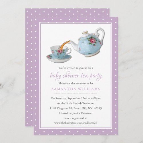 Elegant Teacups Baby Shower Tea Party Invitation