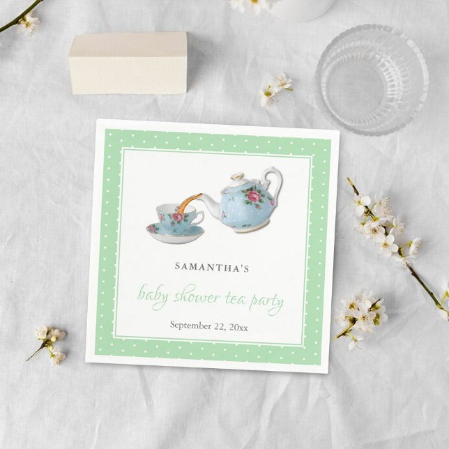 Elegant Teacups Baby Shower Tea Party Napkins (Creator Uploaded)