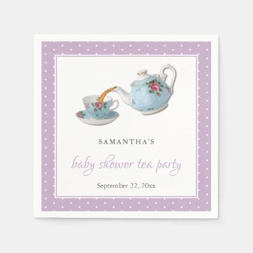 Elegant Teacups Baby Shower Tea Party Napkins