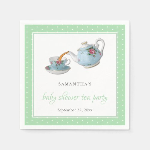 Elegant Teacups Baby Shower Tea Party Napkins