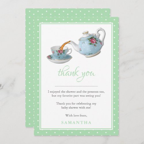 Elegant Teacups Baby Shower Tea Party Thank You Card