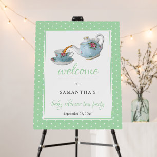 Elegant Teacups Baby Shower Tea Party Welcome Sign