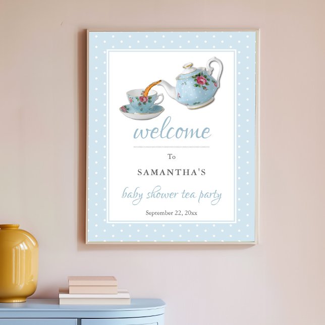 Elegant Teacups Baby Shower Tea Party Welcome Sign (Creator Uploaded)