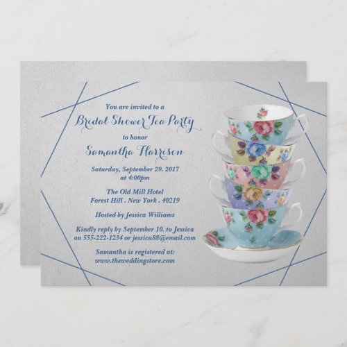 Elegant Teacups Bridal Shower Invitation