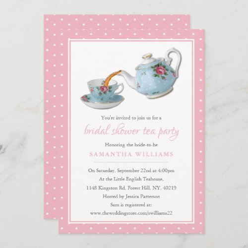 Elegant Teacups Bridal Shower Tea Party Invitation