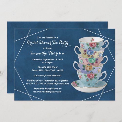 Elegant Teacups Bridal Shower Tea Party Invitation