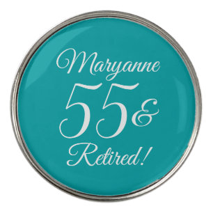 Elegant Teal 55 & Retired Retirement Party Golf Ball Marker