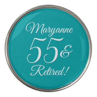 Elegant Teal 55 & Retired Retirement Party Golf Ball Marker