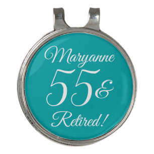 Elegant Teal 55 & Retired Retirement Party Golf Hat Clip