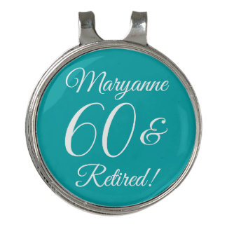 Elegant Teal 60 & Retired Retirement Party Golf Hat Clip
