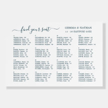 Elegant Teal Alphabetical Wedding Seating Chart