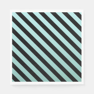 Elegant Teal And Black Stripped Napkins