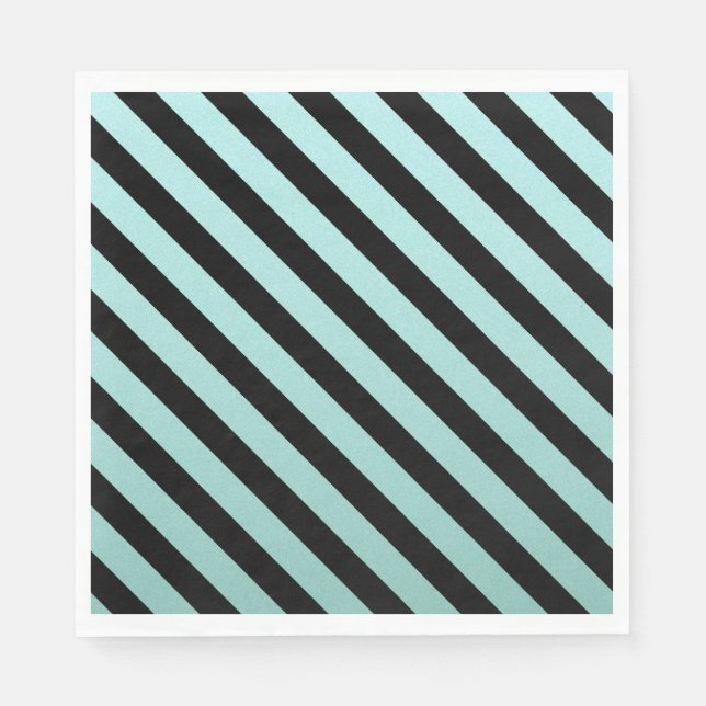 Elegant Teal And Black Stripped   Napkins (Front)