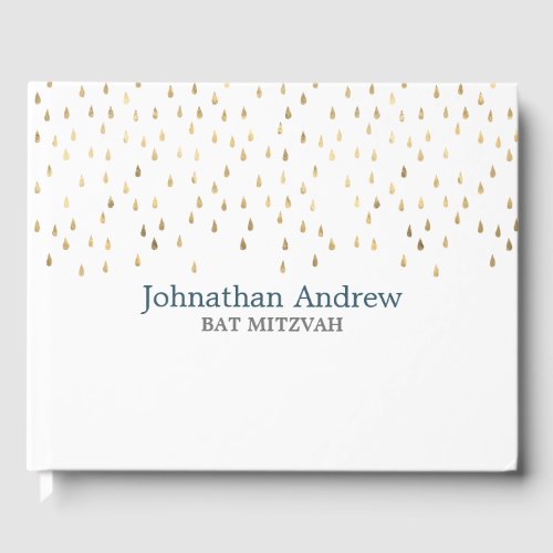 Elegant Teal and Gold Raindrops Bar Mitzvah
