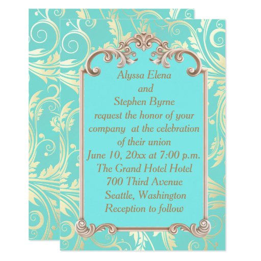 Teal And Gold Invitations 3