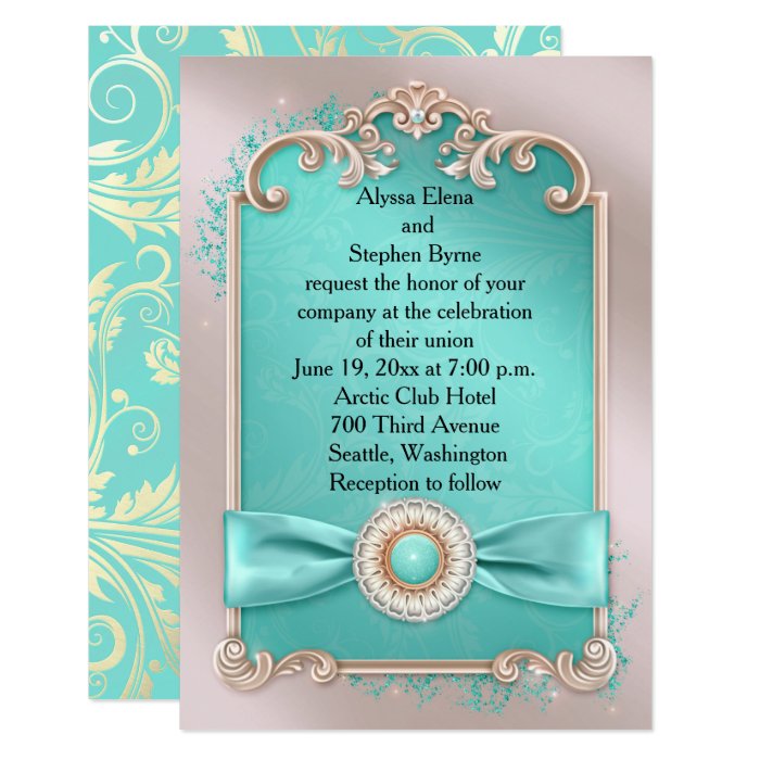 Teal And Gold Invitations 2