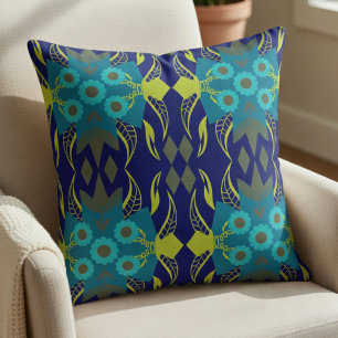 Elegant Teal And Navy Throw Pillow