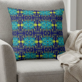 Elegant Teal And Navy Throw Pillow