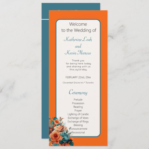 Elegant Teal and Orange Floral Wedding Ceremony