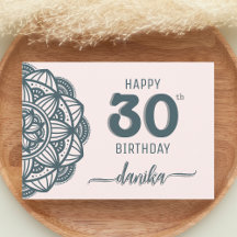 Elegant Teal and Pink Mandala Birthday