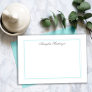 Elegant Teal and Silver Grey Personalized Note Card