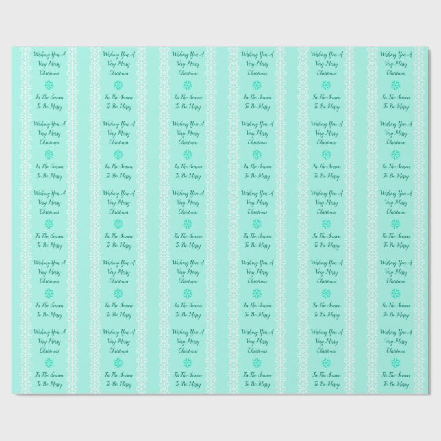 Elegant Teal and White Snowflake Wrapping Paper (Flat)