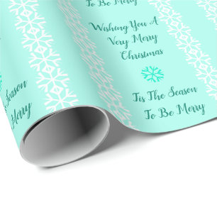 Elegant Teal and White Snowflake Wrapping Paper