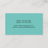 Elegant Teal Aqua Minimalist Custom Logo Business Card (Back)