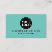 Elegant Teal Aqua Minimalist Custom Logo Business Card (Front)