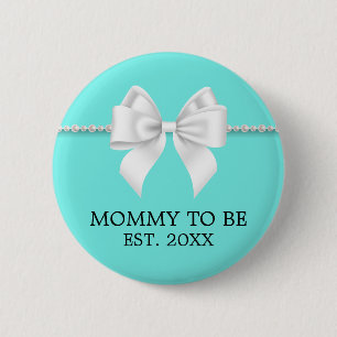 Elegant Teal Aqua Tiffany Mother To Be Baby Shower Button