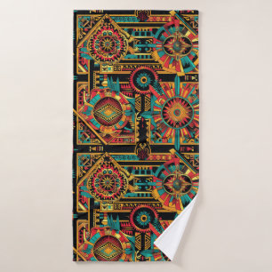Elegant Teal "Aztec Dream" Plush Bath Towel