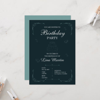 Elegant Teal Birthday Invitation
