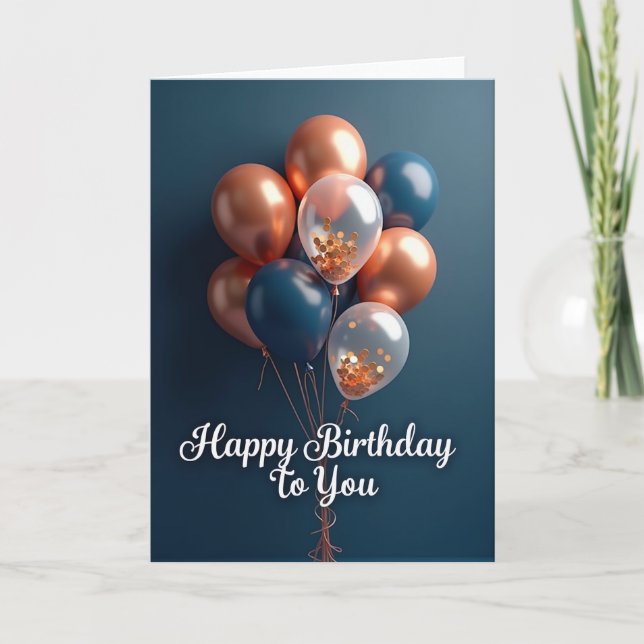 Elegant Teal Birthday Sphere Card (Front)