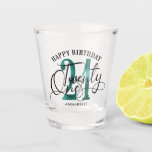 Elegant Teal & Black 21st Birthday  Shot Glass<br><div class="desc">Trendy 21st Birthday Calligraphy Personalized Shot Glass. Design features calligraphy script twenty one ,  number 21 in teal color. Personalize with a name or text of your choice. Perfect for celebrating 21st Birthday.</div>