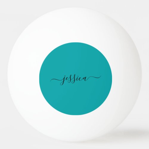 Elegant teal black script name  ping pong ball