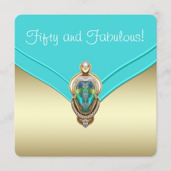 Elegant Teal Blue And Gold Birthday Party Invitation by Champagne_N_Caviar at Zazzle