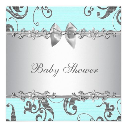 Teal And Gray Baby Shower Invitations 2